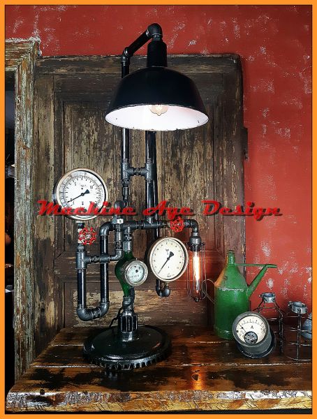 machine age , steampunk , két manométeres nagy lámpa
