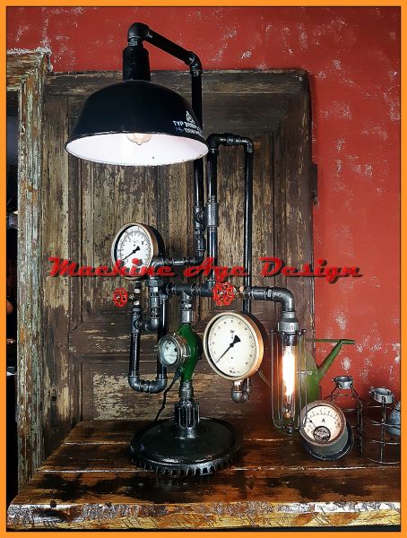machine age , steampunk , két manométeres nagy lámpa