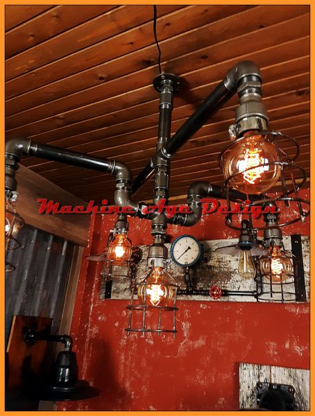 steampunk , öt égős csillár , machineage
