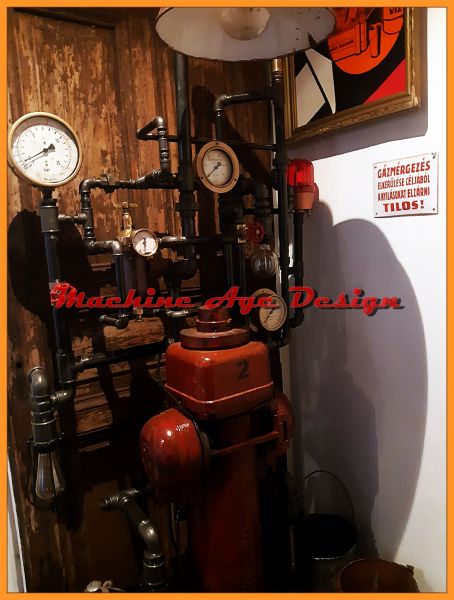 steampunk tűzcsap design lámpa ,ipari lakberendezés , machine age