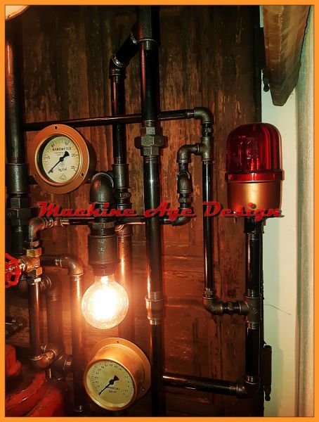 steampunk tűzcsap design lámpa ,ipari lakberendezés , machine age